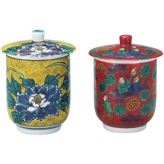 九谷焼　蓋付組湯呑　 吉田屋／木米