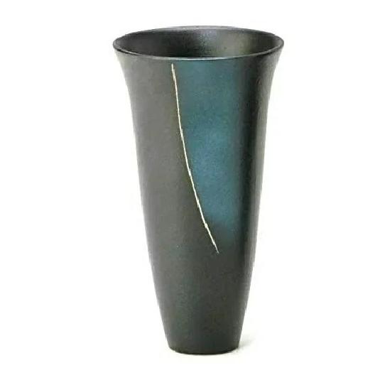 西尾陶山　黒色 球形 陶器花瓶 mayuvase-