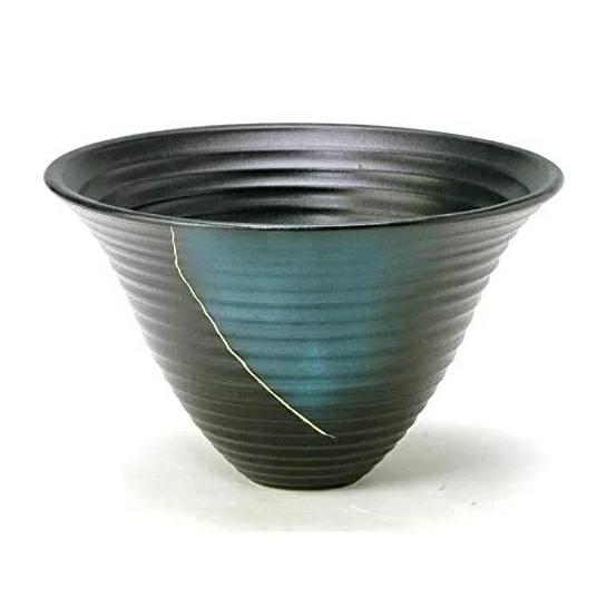 四日市萬古焼 陶炎窯 大宮陶苑 花器 大シリーズ 黒 剣山受付なし 信陶土使用