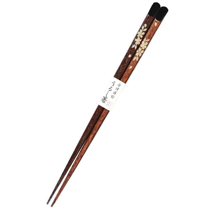 日本製 会津漆器 箸 天削 ひょうたん/さくら (漆・手描) : 虹八 kohya