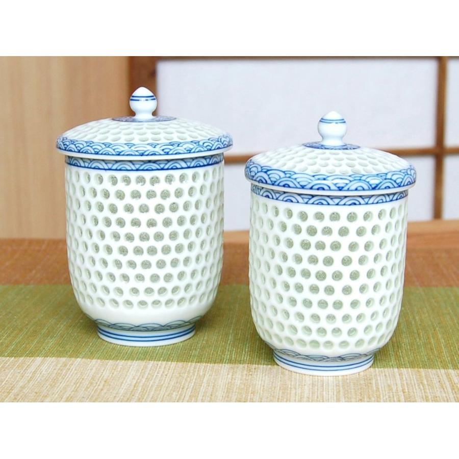 有田焼　水晶彫青海波　組湯呑　木箱入　340008_1