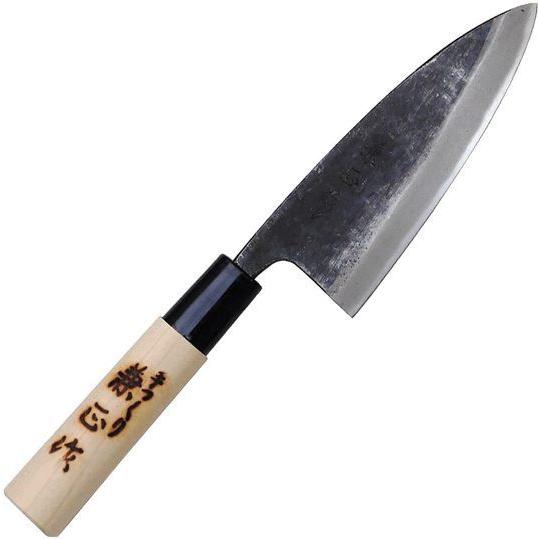 岐阜県/関の刃物 Made in Japan 兼正作 黒打 薄出刃150mm (片刃) 朴柄