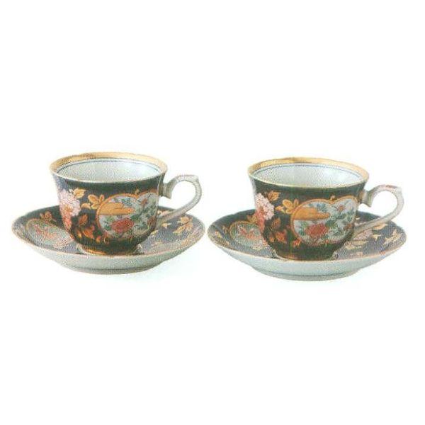 波佐見焼　古伊万里金彩　ペアコーヒー碗皿　S32-11533　化粧箱　φ9×6.5cm　200ml