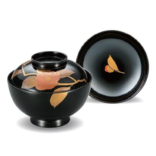 越前塗師細工 椿 吸いもの椀 φ12×9.7珊 汁椀-食器、グラス、カトラリー-キッチン、日用品、文具