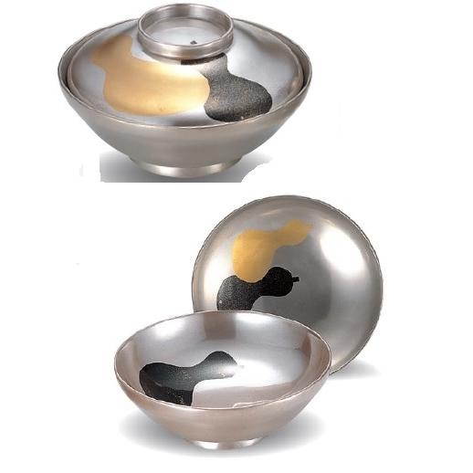 越前塗師細工 銀地六瓢4.5寸平かすみ吸いもの椀 φ13.5×7.7珊 キッチン、日用品、文具-汁椀-食器