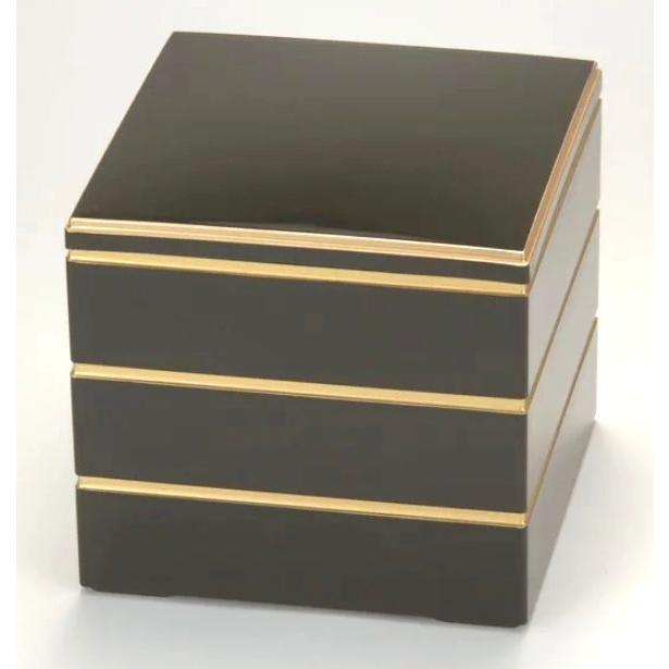 会津塗　金蒔絵 三段重『金松台』天然木　漆器　新品　金彩　高さ約20.8cn 会津塗高級蒔絵重箱（花柄・和柄） - 木製 漆塗り 手塗 【会津の