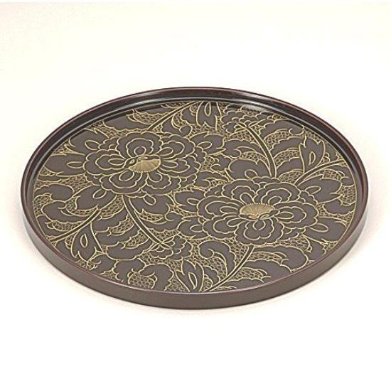 越前漆器 溜 牡丹沈金 10.0 丸盆 φ30.4×2cm : 虹八 kohya - 通販