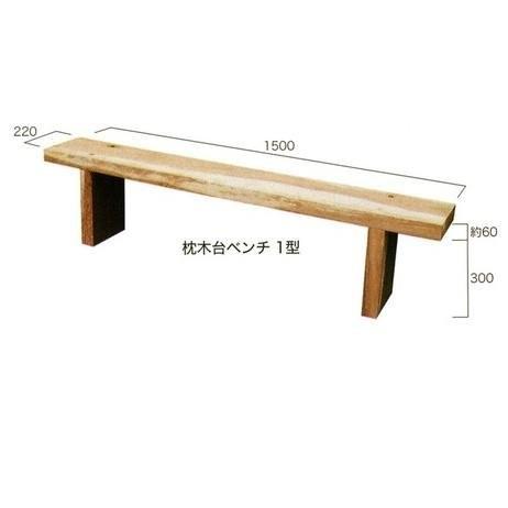 枕木台ベンチ1型(カンナ・無塗装仕上げ） 1500×220×360mm : 虹八 kohya 