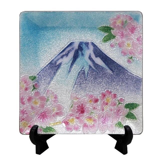 七宝焼 飾り皿 44 富士に桜　103-13