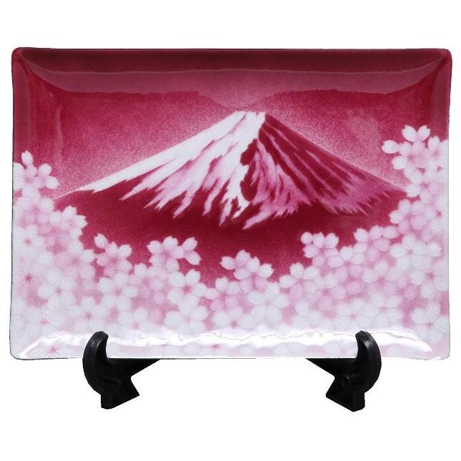 七宝焼 57 赤富士 飾り皿　104-08