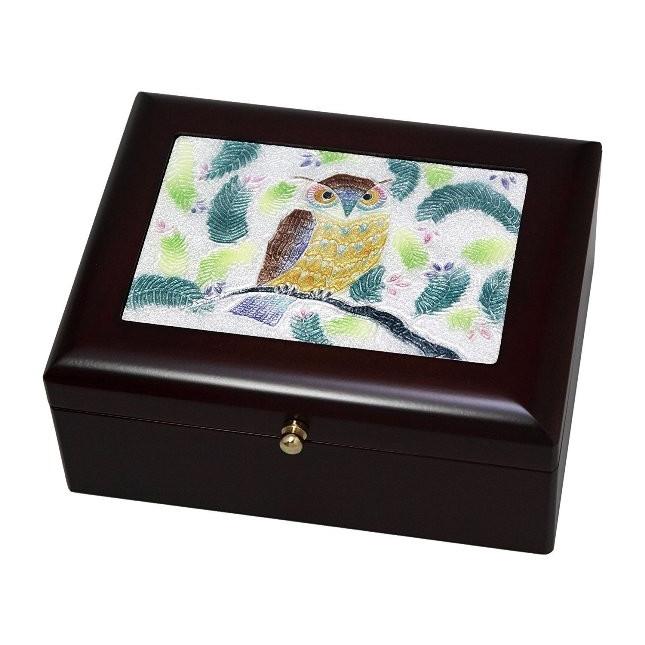 七宝焼 オーバーナイトBOX(小) フクロウ 119-02<眼鏡 時計