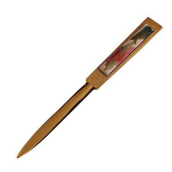 伝統工芸 七宝焼 ペーパーナイフ（角）(緑カトレア/白カトレア/桜/梅