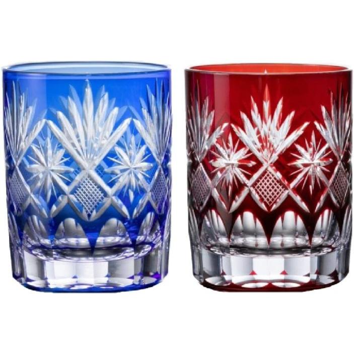 びーどろ浪漫 切子グラス ロイヤルエレガンスオールド (赤・青ペア
