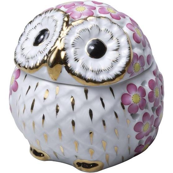 火を使わない液体のお香 薫珠香 幸せを呼ぶフクロウ香炉 ピンク お香の