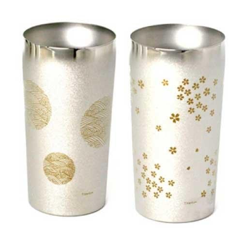 ホリエ HORIE 純チタン二重タンブラー2個セット プレミアム 櫻350ml＆ 