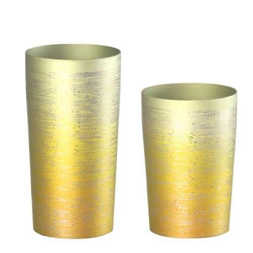 HORIE　ホリエ 純チタン二重タンブラー2個セット　涼　ゴールド350ml＆ゴールド270ml　泡立ちにこだわった純チタンカップを夏のビールのお供に・・