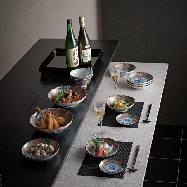 美濃焼/JAPAN 染錦祥瑞 中皿揃 Φ16.5x高3.5cm【5pcs入】電子レンジ/食