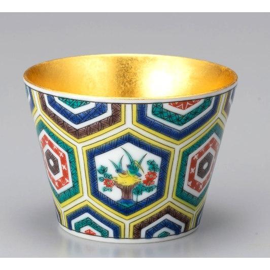 金沢本金箔/九谷焼コラボ 黄金に輝く祝いの器 猪口（フリーカップ
