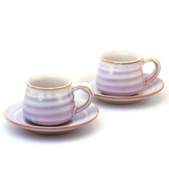 萩焼陶器 カップとソーサーセット 再入荷！】お洒落な氷裂 カップ＆ソーサー コーヒーカップ皿付き ☆萩