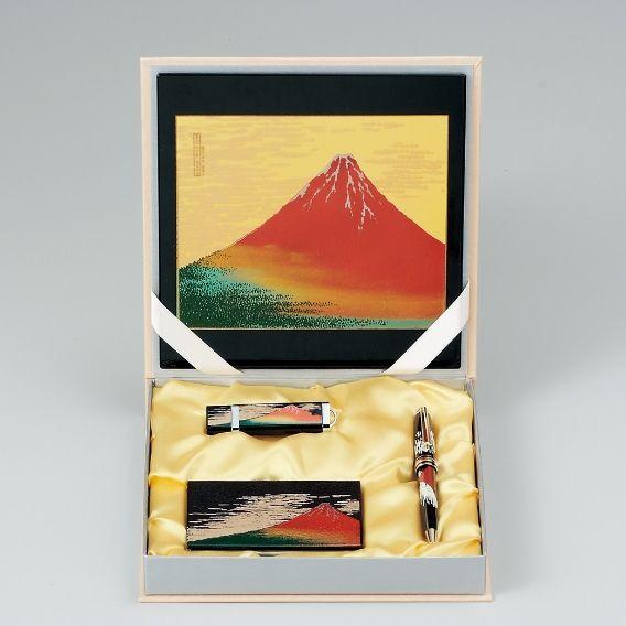 山中漆器　MIYABI　8V-514　ステーショナリーセットE　赤富士（B）＜ギフト　プレゼント　お祝い　お返し　昇進　入学　海外への土産＞