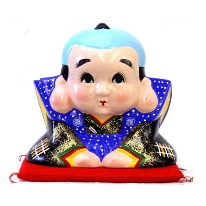 常滑焼 福助（座布団付）3号（千客万来、商売繁盛 出世開運 福徳招来