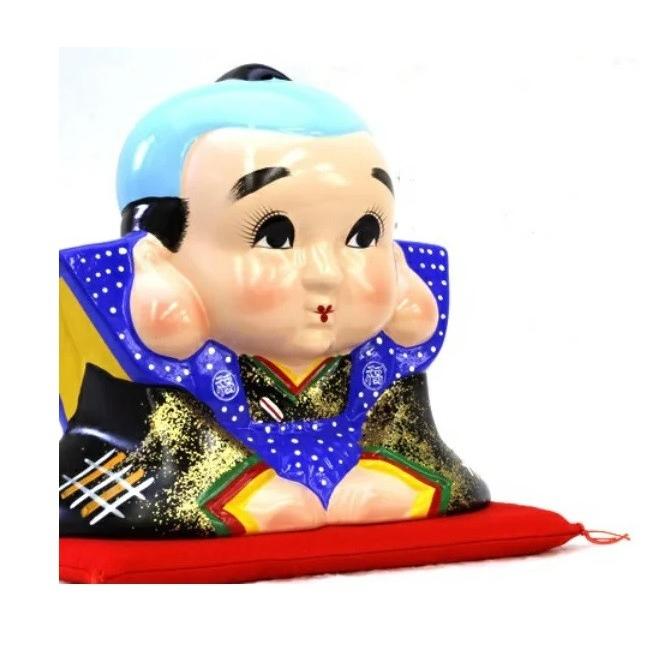常滑焼 福助（座布団付）3号（千客万来、商売繁盛 出世開運 福徳招来