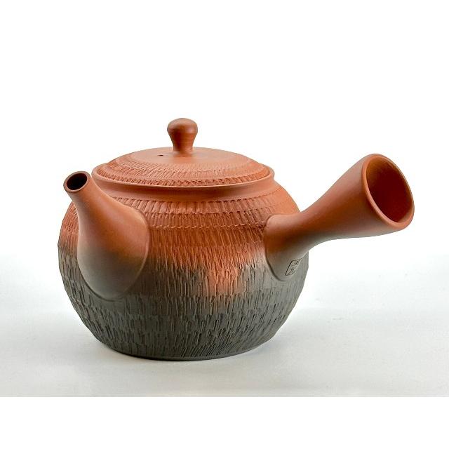 常滑焼急須 玉光 朱窯変段ビリ急須 約300ml〈セラメッシュ茶こし