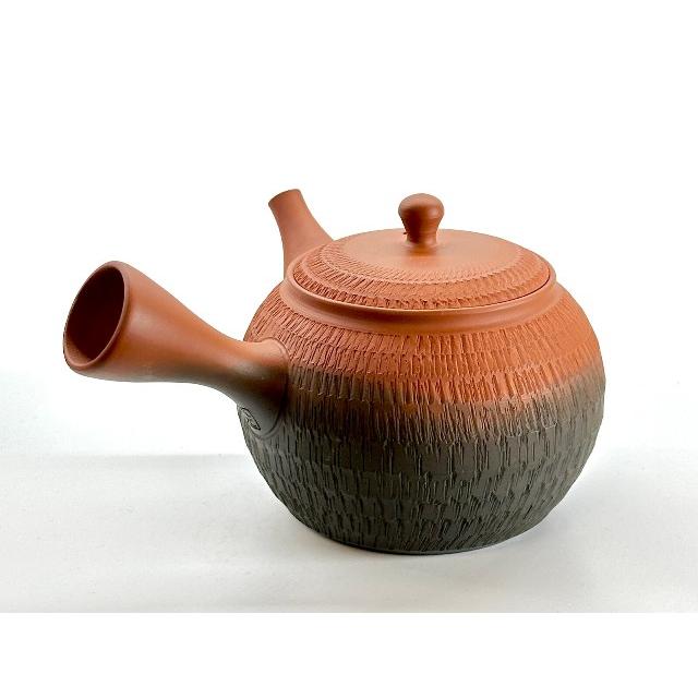 常滑焼急須 玉光 朱窯変段ビリ急須 約300ml〈セラメッシュ茶こし