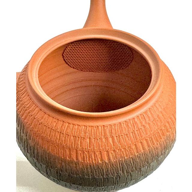 常滑焼急須 玉光 朱窯変段ビリ急須 約300ml〈セラメッシュ茶こし