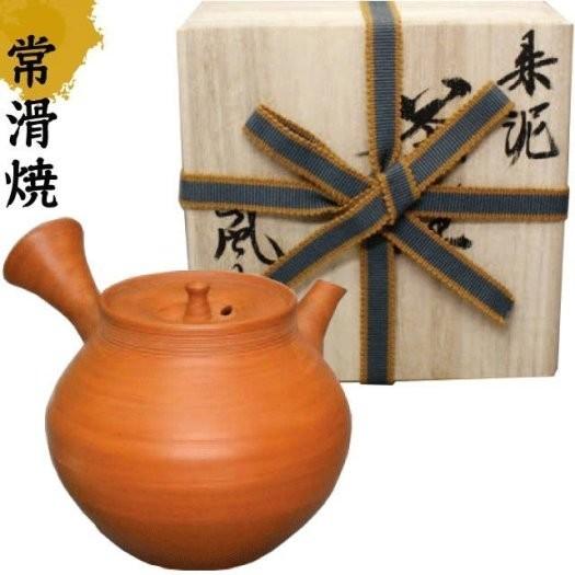 常滑焼　村越風月　急須 常滑焼 村越風月 本朱泥ロクロ目 木箱入り 急須160ml (陶茶こし)【受注