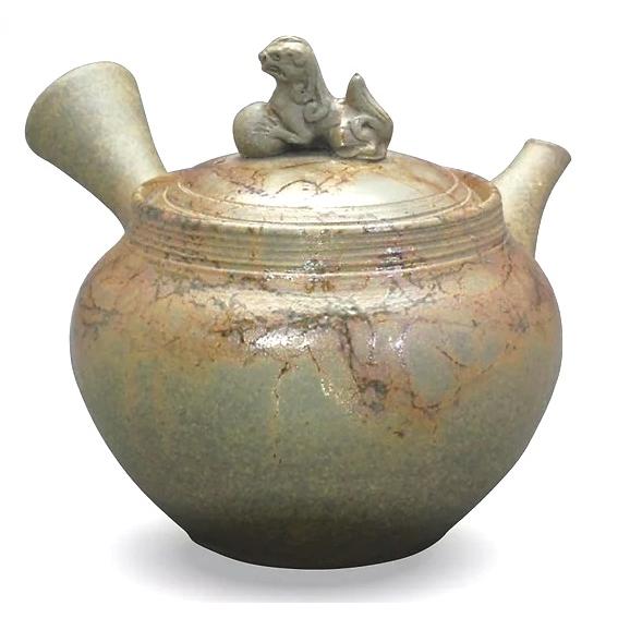 常滑焼急須 名工急須 仁 炭化藻掛獅子 約240ml (胴穴茶こし) : 虹八