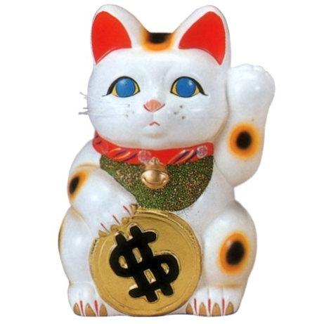 常滑焼 招き猫 梅月 ドル猫 白8号 高さ：25cm : 虹八 kohya - 通販
