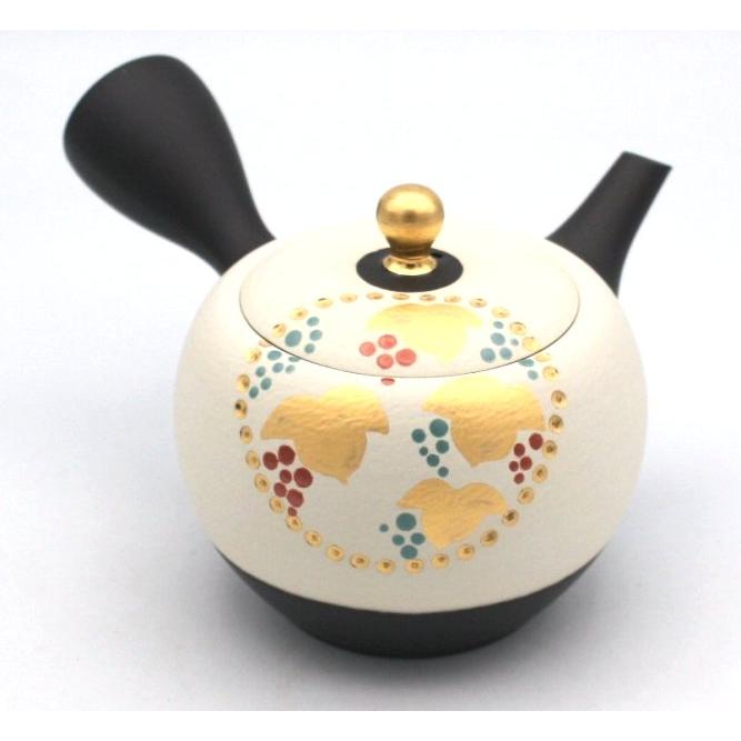 常滑焼 セラメッシュ急須 黒泥白金ブドウ 約300ml : 虹八 kohya - 通販