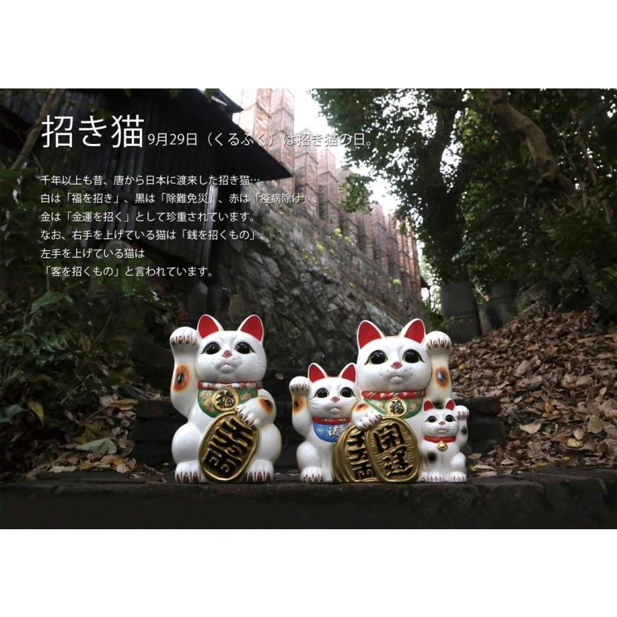 常滑焼 招き猫 スリム猫【梅月窯】8号 金 来福 〈左手/千客万来〉 国産