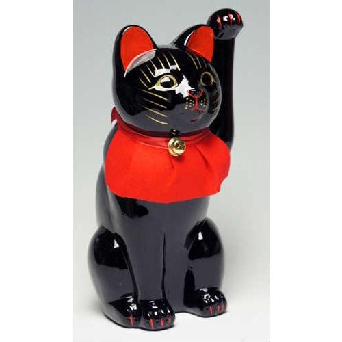 常滑焼 招き猫 スリム猫8号 白 来福 〈左手/千客万来〉 国産品 : 虹八