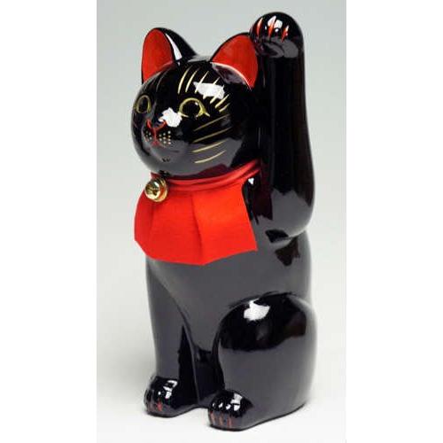 常滑焼 招き猫 スリム猫8号 白 来福 〈左手/千客万来〉 国産品 : 虹八
