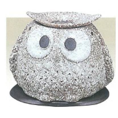 常滑焼 山房窯 電気式茶香炉 ふくろう 陶板付 サイズ 13×15.5×高さ13.5