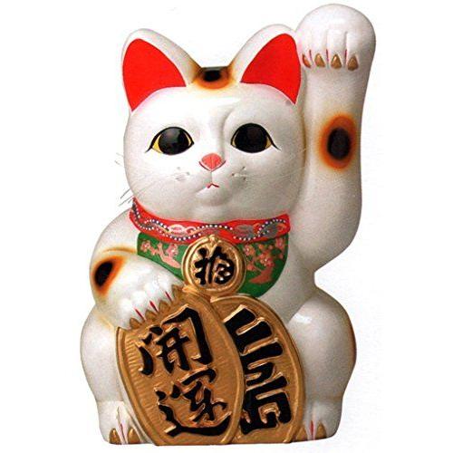 常滑焼 招き猫 梅月 開運白手長小判猫（右手/左手）15号 高さ：48cm