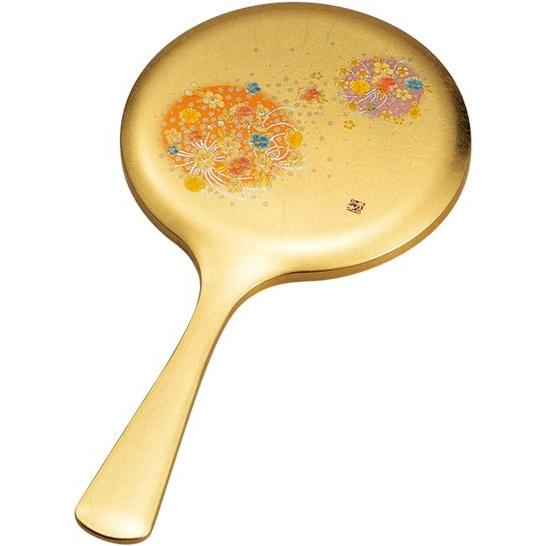 金沢漆器 金色の花柄漆器手鏡 日本製 山中漆器 手鏡 箔工芸はなまる インテリア 日用品 : 虹八 kohya