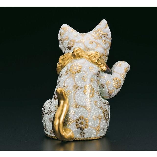 受注生産品】九谷焼縁起置物 4号招き猫 盛金青白粒 仲田 錦玉作 受注生産品】九谷焼縁起置物 4号招き猫 盛金青白粒 仲田 錦玉作