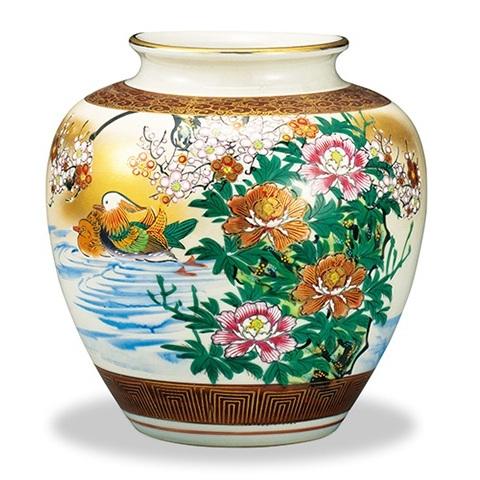 九谷焼 6号花瓶 本金おしどり（限定品）＜ギフト プレゼント 新築祝い
