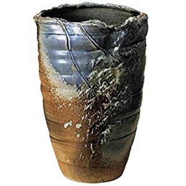 信楽焼 青ビードロ変形傘立（全高51cm×全幅34cm） : 虹八 kohya