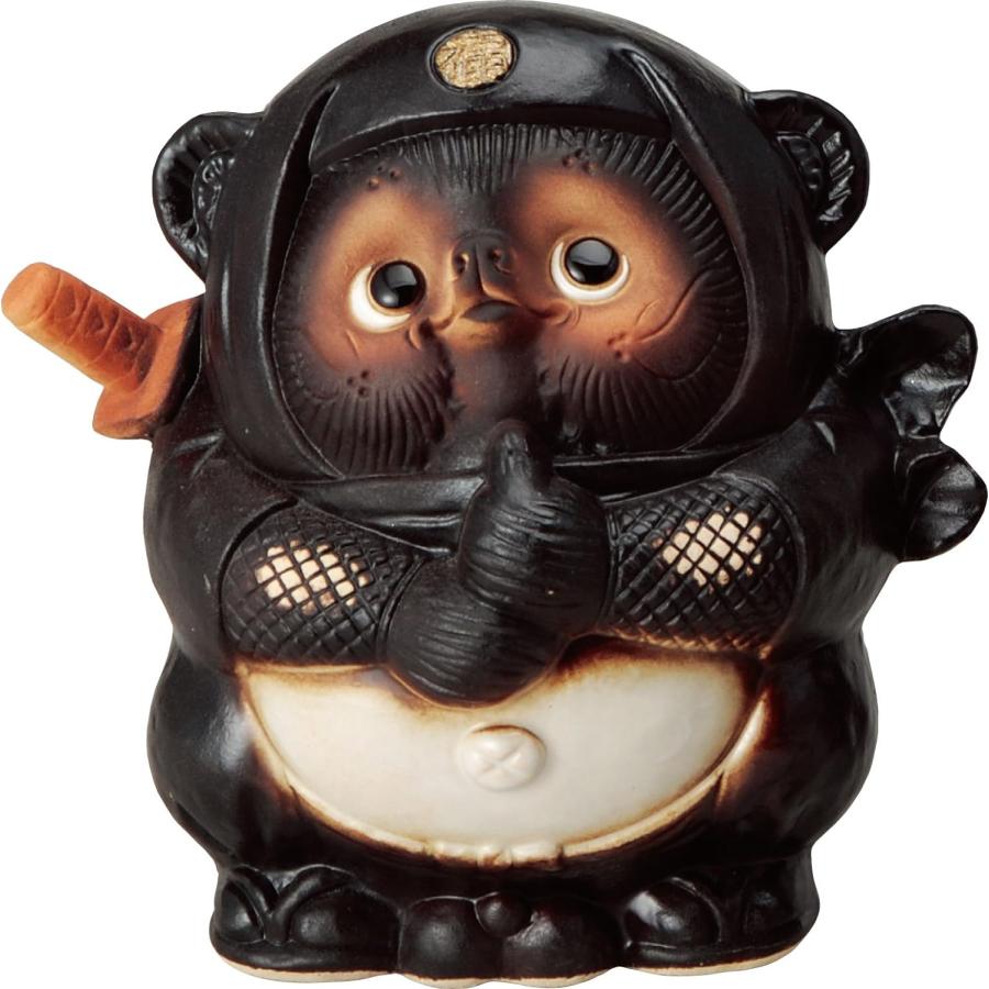 信楽焼 たぬき/狸 ブラック忍者 忍法 H17.5cm インテリア/エクステリア