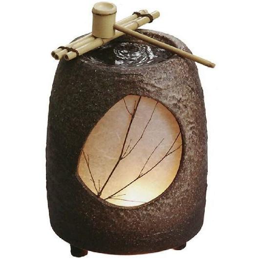 信焼　湧き水つくばい　みなつき（竹・照明・循環式モーター付） H390mm