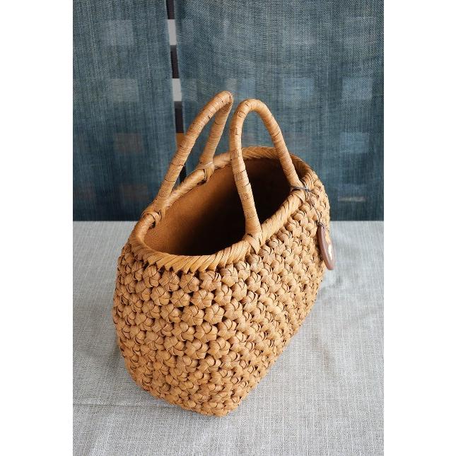wild grapevine bag 山葡萄かごバッグ 小舟 花編（削皮）内布・かぶせ