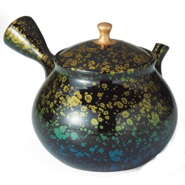常滑焼 急須 昭龍 金つまみゴールド＆ブルー珠型金摘天目急須270ml