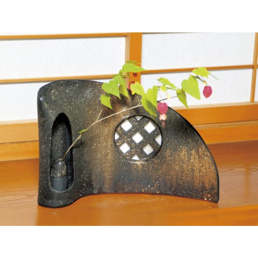 窯変衝立（ミニ花入付） （花器・花立て）【信楽焼】 花瓶、花器-花瓶、花台-花、ガーデニング