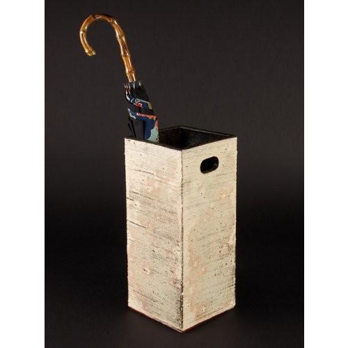 信楽焼・傘立てumbrella stand 白 角 Sku-6（信楽焼・傘立） : 虹八