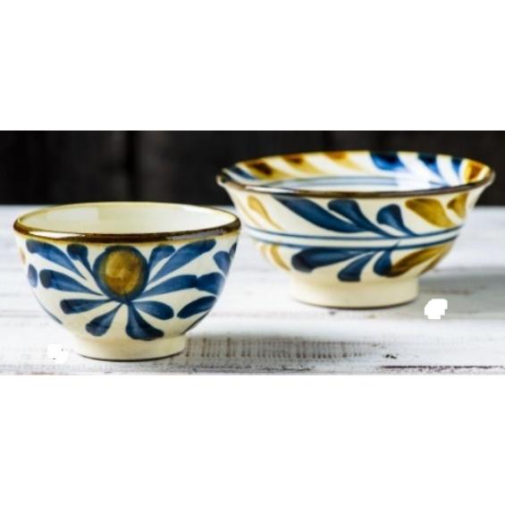 やちむん　大人気　陶器製汁椀 平皿3個セット 沖縄の焼き物/やちむん 汁マカイ(汁碗） ゴス唐草 : 虹八 kohya - 通販