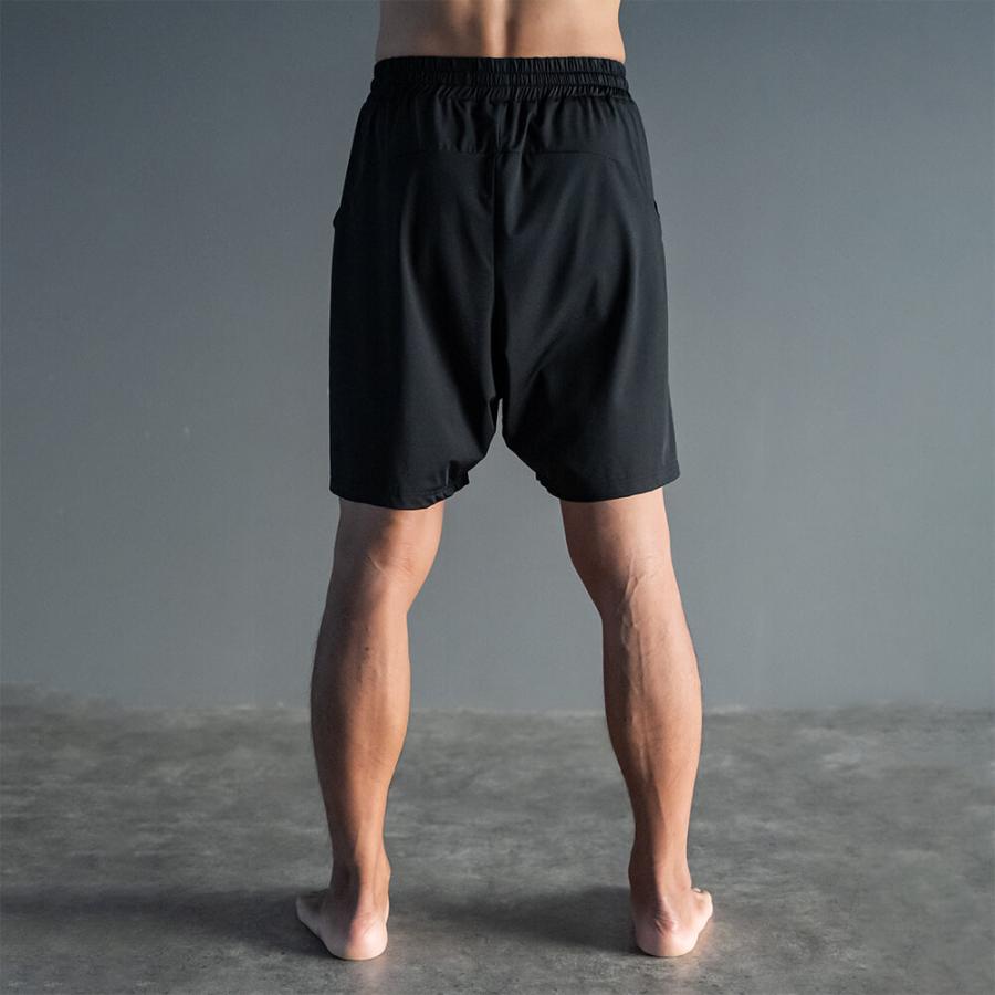 スリア ヨガウェア パンツ メンズ ピアーズショートパンツ su-p666 ヨギ suria 2024 オールシーズン 新作 ロゴ シンプル 無地 多機能 接触冷感 軽量 吸水速乾 シ | suria | 03